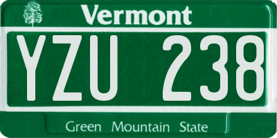 VT license plate YZU238