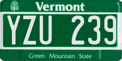 VT license plate YZU239