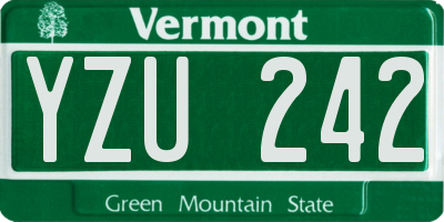 VT license plate YZU242