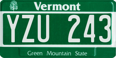 VT license plate YZU243