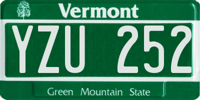 VT license plate YZU252