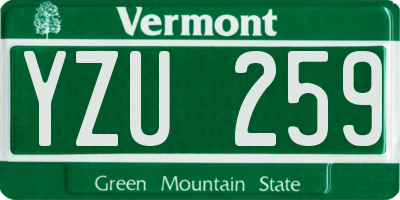 VT license plate YZU259