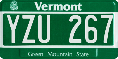 VT license plate YZU267