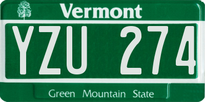 VT license plate YZU274