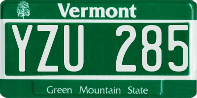 VT license plate YZU285