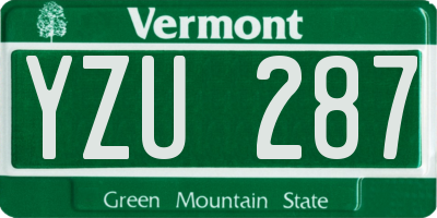 VT license plate YZU287