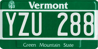 VT license plate YZU288