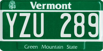 VT license plate YZU289