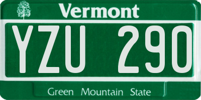 VT license plate YZU290