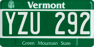 VT license plate YZU292