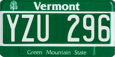 VT license plate YZU296