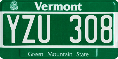 VT license plate YZU308