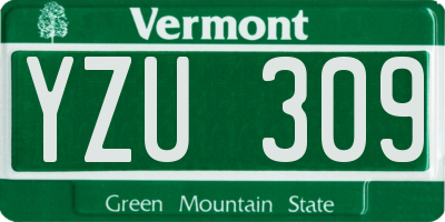 VT license plate YZU309
