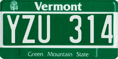 VT license plate YZU314