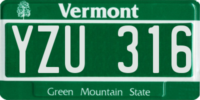 VT license plate YZU316