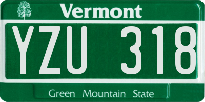 VT license plate YZU318
