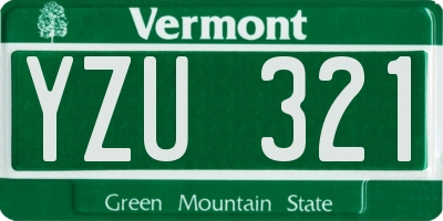 VT license plate YZU321