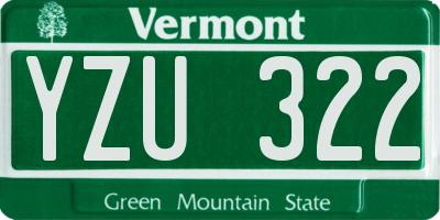 VT license plate YZU322