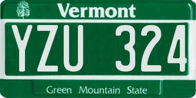 VT license plate YZU324