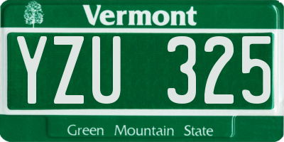 VT license plate YZU325