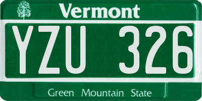 VT license plate YZU326