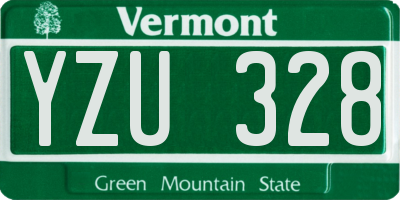 VT license plate YZU328