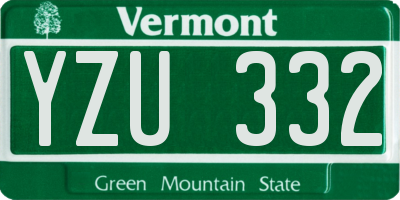 VT license plate YZU332