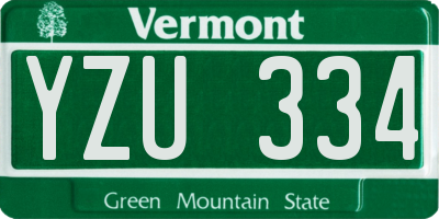 VT license plate YZU334