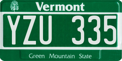 VT license plate YZU335