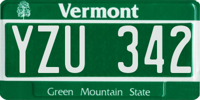 VT license plate YZU342