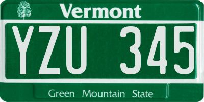 VT license plate YZU345