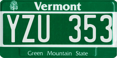 VT license plate YZU353