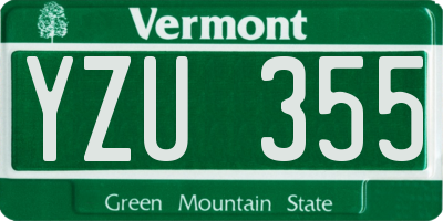 VT license plate YZU355