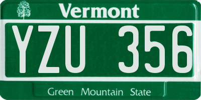VT license plate YZU356