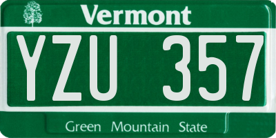 VT license plate YZU357