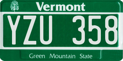 VT license plate YZU358