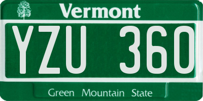 VT license plate YZU360