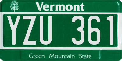 VT license plate YZU361