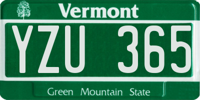 VT license plate YZU365