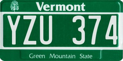 VT license plate YZU374