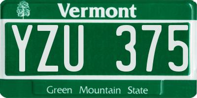 VT license plate YZU375