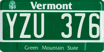 VT license plate YZU376