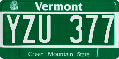 VT license plate YZU377