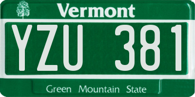 VT license plate YZU381