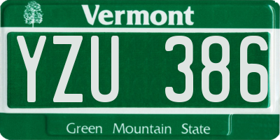 VT license plate YZU386