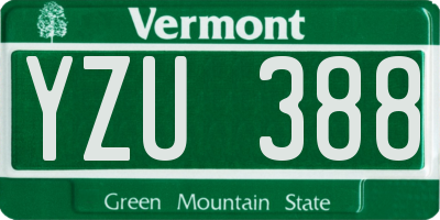 VT license plate YZU388