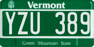 VT license plate YZU389