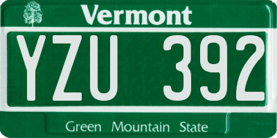 VT license plate YZU392