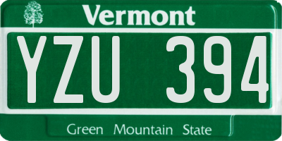 VT license plate YZU394