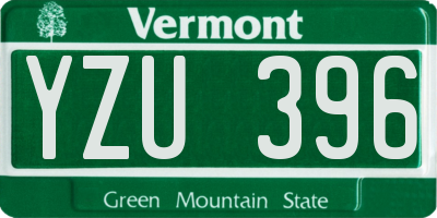 VT license plate YZU396